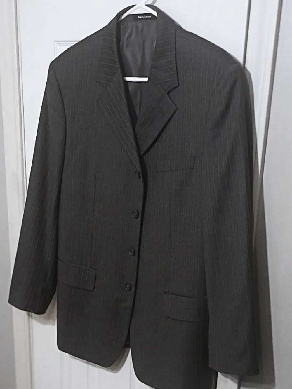 Martina Franca Elements Men Gray with Blue Pinstripe Blazer  40R